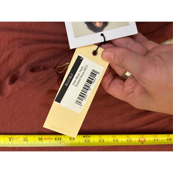 Nation LTD NWT Romy Modest Tee in Red Clay Blouse, Sz Medium - Picture 6 of 12